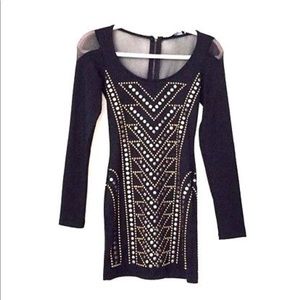 BEBE Addiction Mini Long Sleeve Bodycon Dress